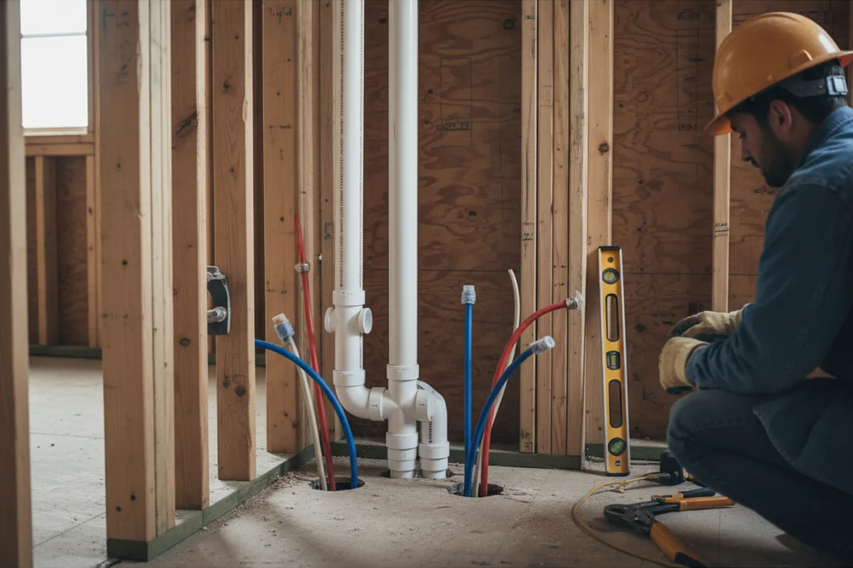 Drain and supply rough-in during Drain Cleaning in Lanark